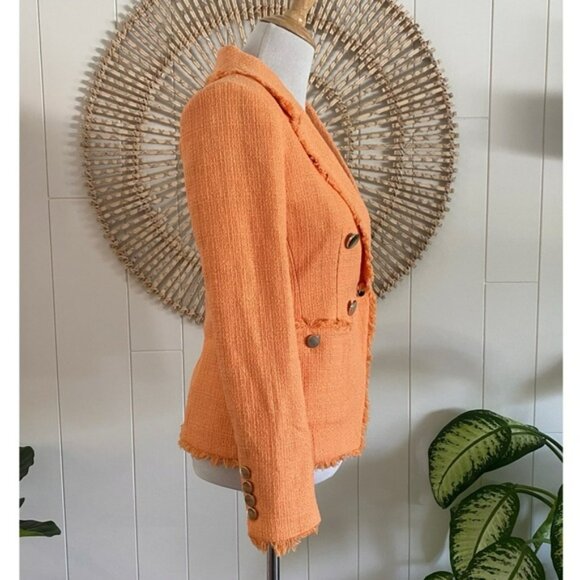 New House of Harlow 1960× REVOLVE Orange TweedBlazer Jacket NWT Size XS - Picture 3 of 9